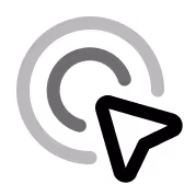 Three gray concentric semicircles forming a circular abstract pattern on a white background.