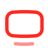 Minimalist icon of an orange TV screen with a light blue base.