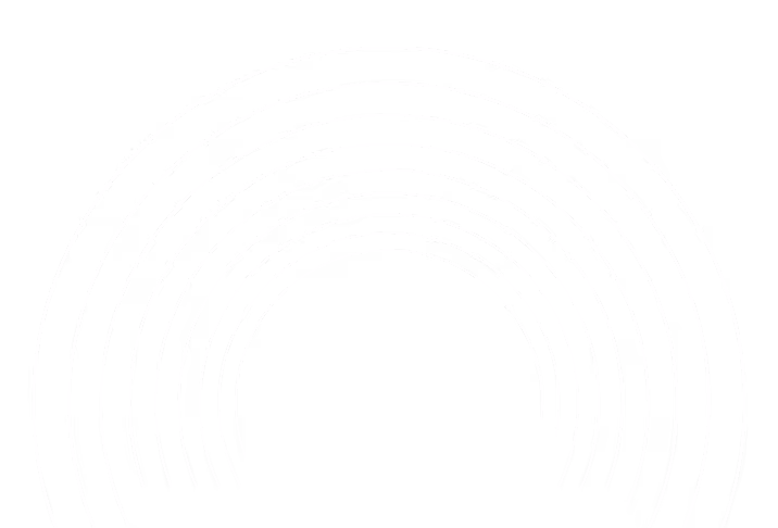 Circular pattern of white concentric arcs forming a geometric spiral on a black background.