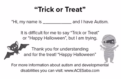 Halloween Non-Verbal Trick or Treat Cards - Download