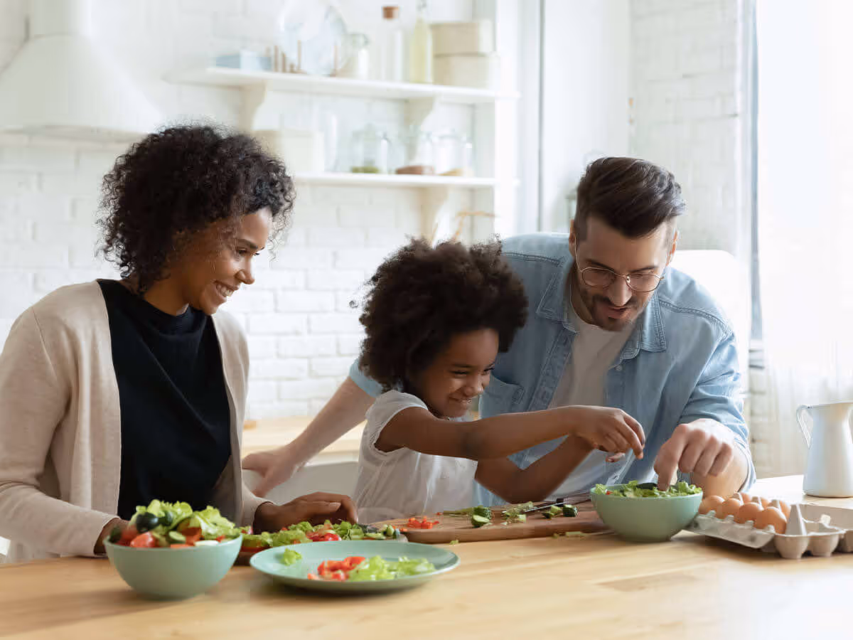 parents cooking with child