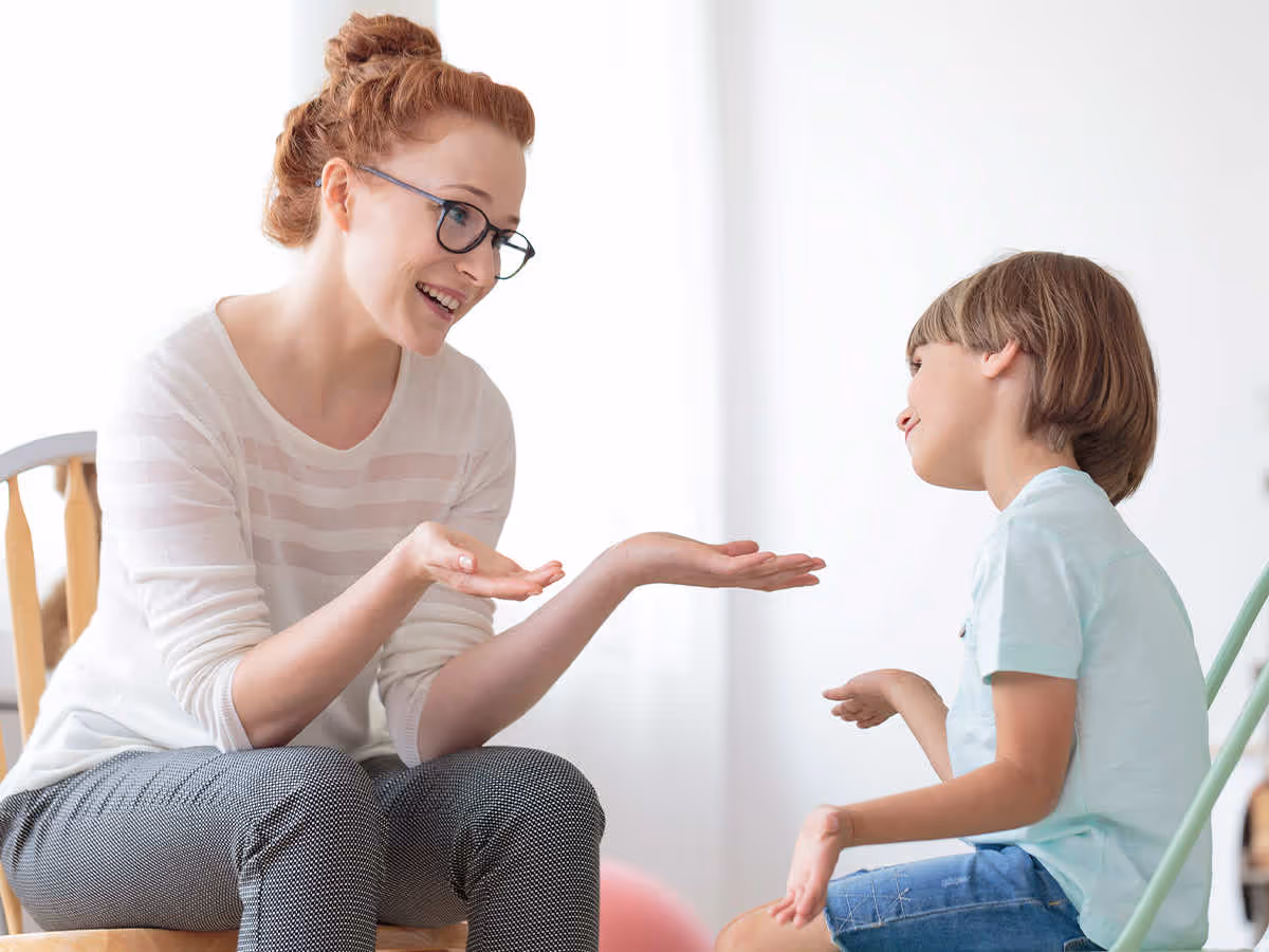 a child working with a therapist