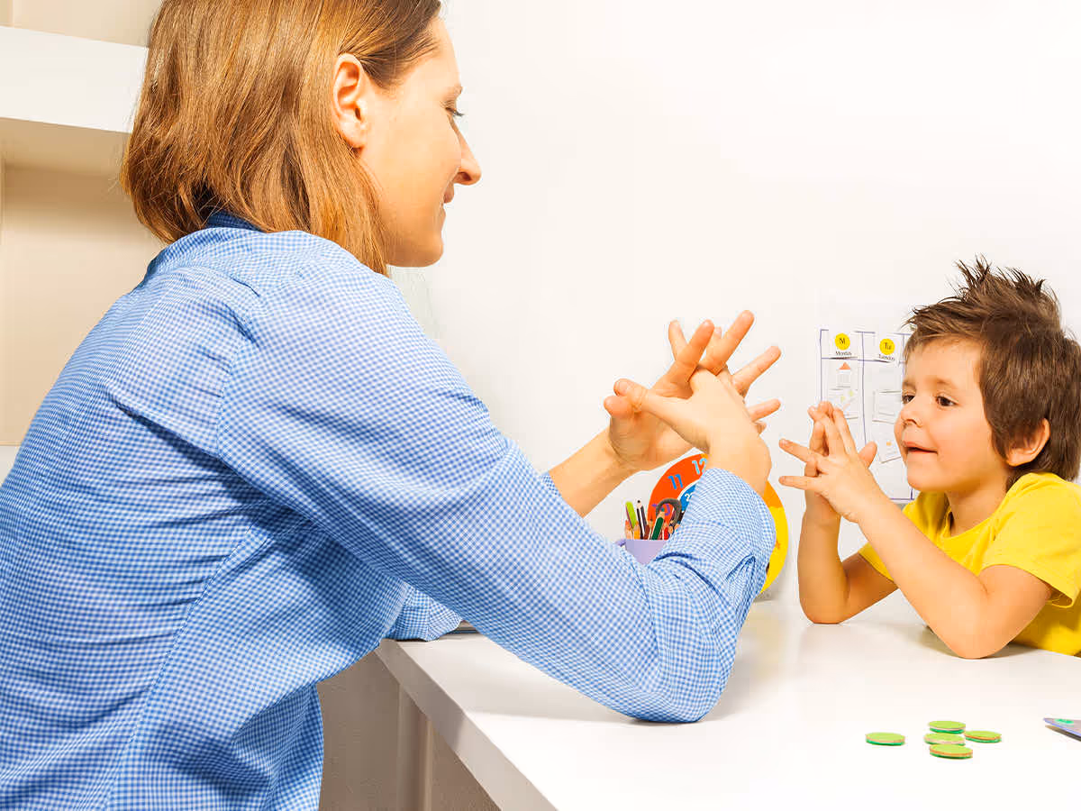 therapist working with kid