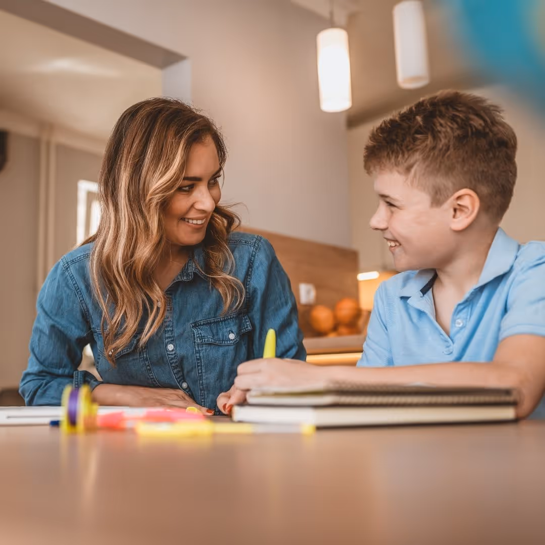 Mom and son with autism