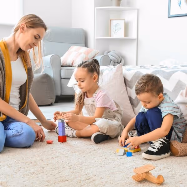 Babysitter with two children