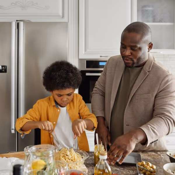 a family making dinner