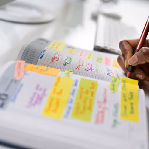 person organizing calendar