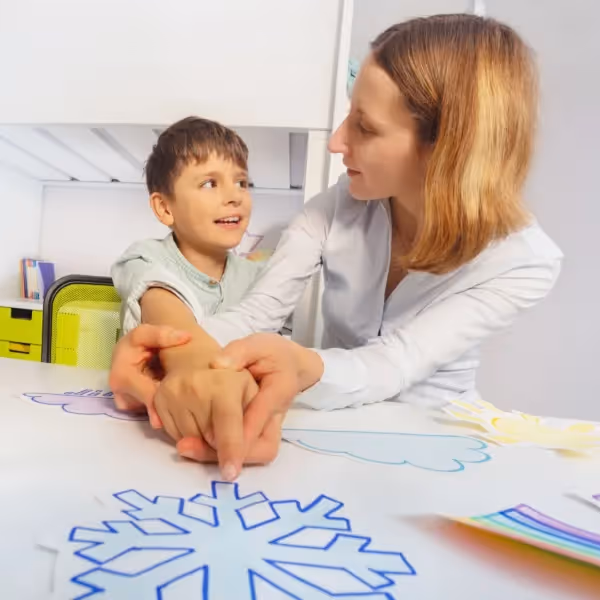 therapist working with child