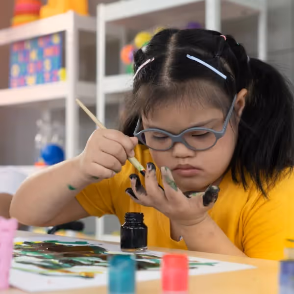 a child painting