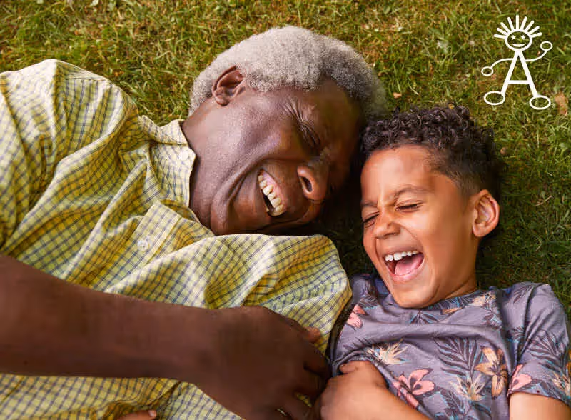 Grandfather and Grandson Laughing
