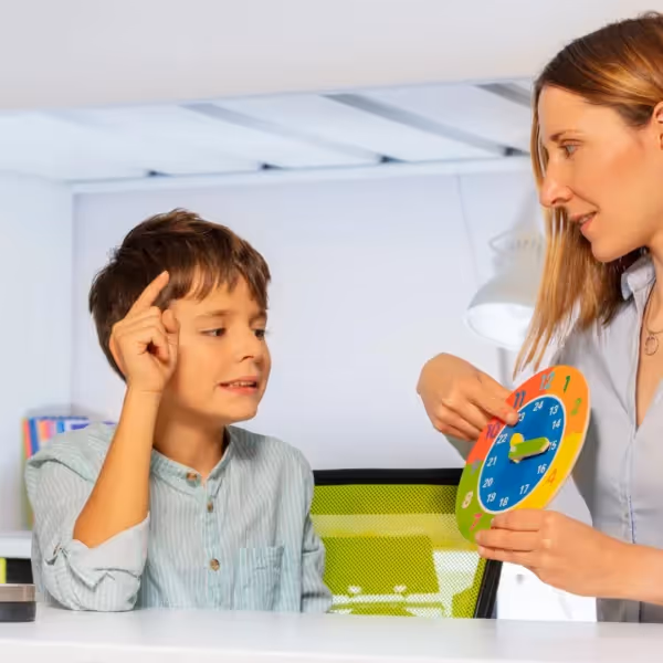 therapist and child learning