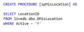 Stored procedure for location parameter list