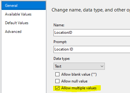 Enable multiple values in parameter properties