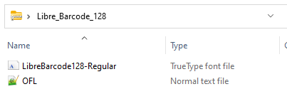 Downloaded barcode font files