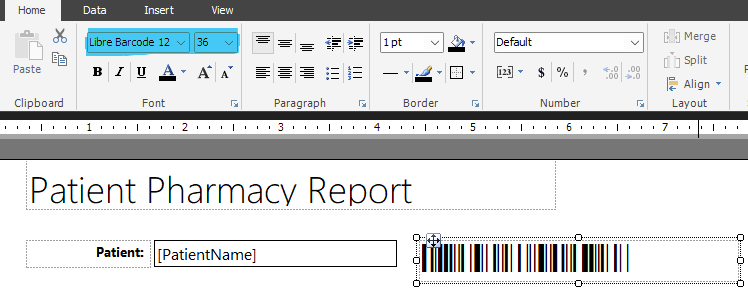 Selecting barcode font in report designer