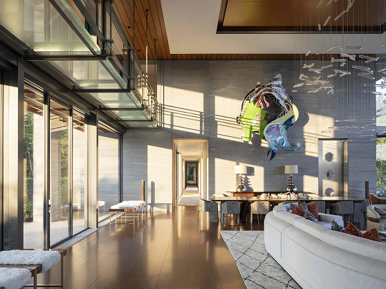 A living room filled with furniture and lots of windows.