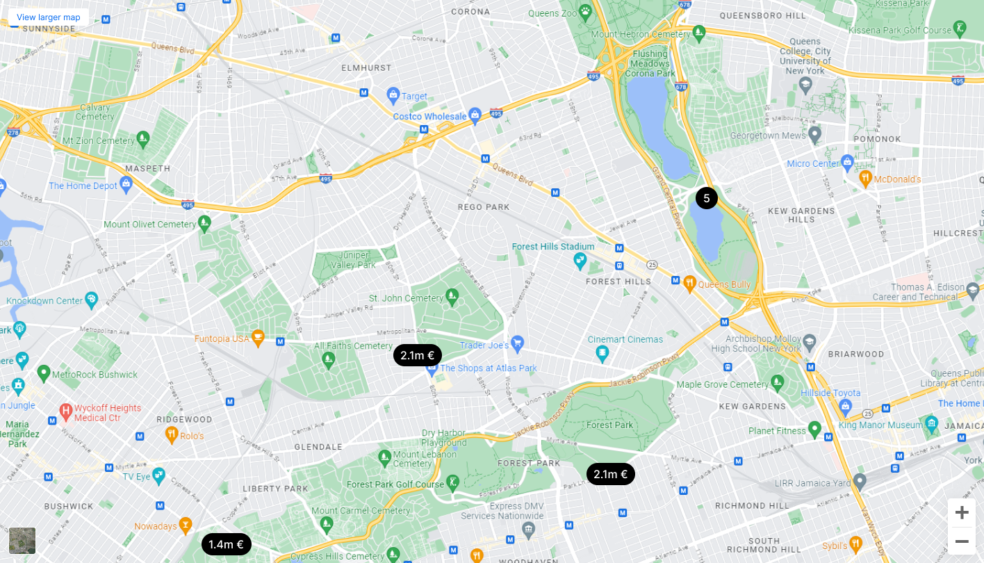 A map of a city with several locations.