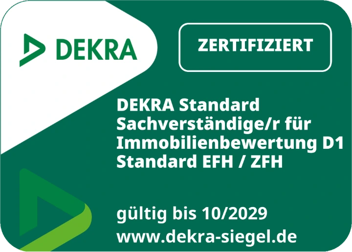 DEKRA Siegel: Marius Gotta, DEKRA zertifizierter Sachverständiger für Immobilienbewertung D1, gültig bis 10/2029