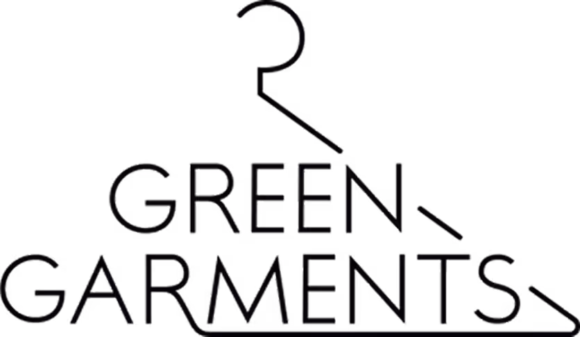 Logo of Green Garments featuring a minimalist coat hanger above the text.
