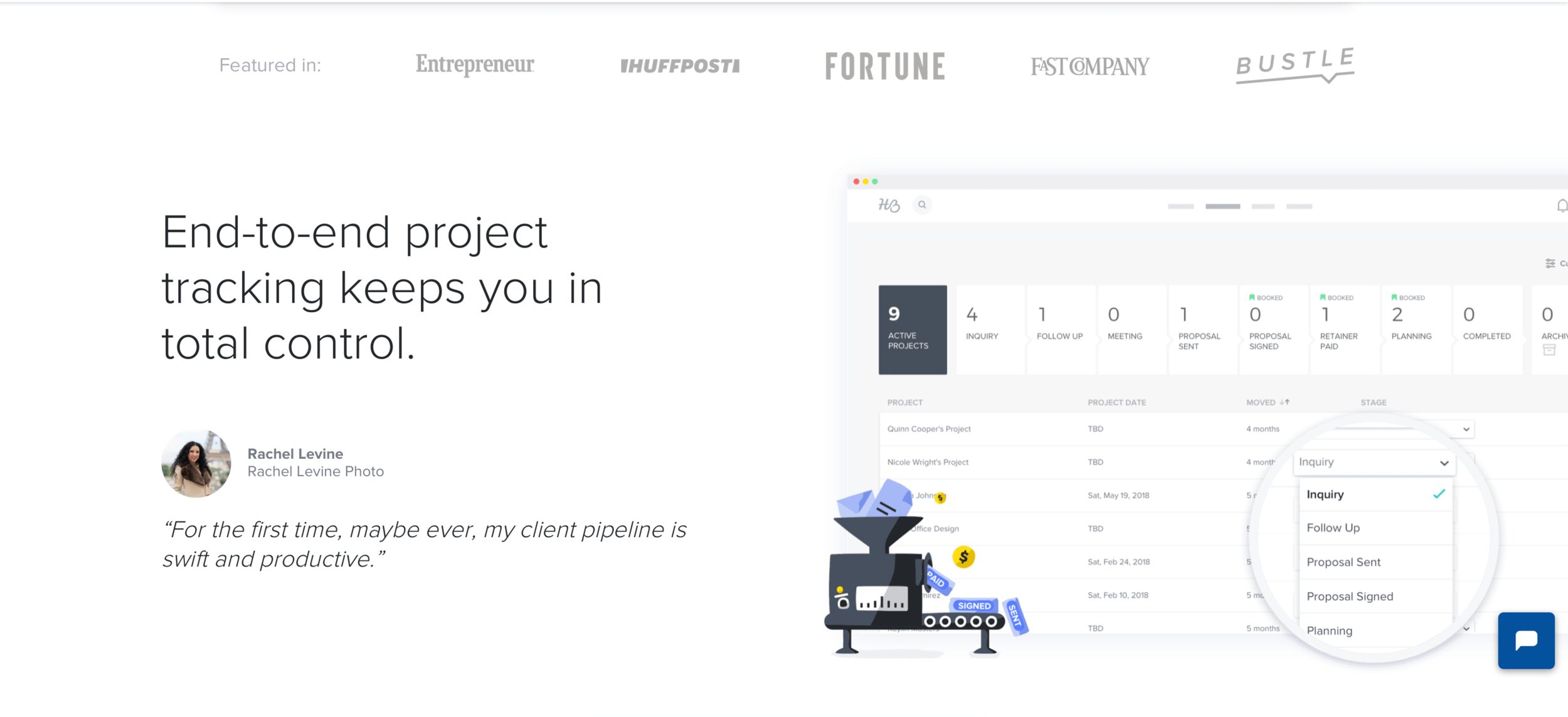 Honeybook social proof