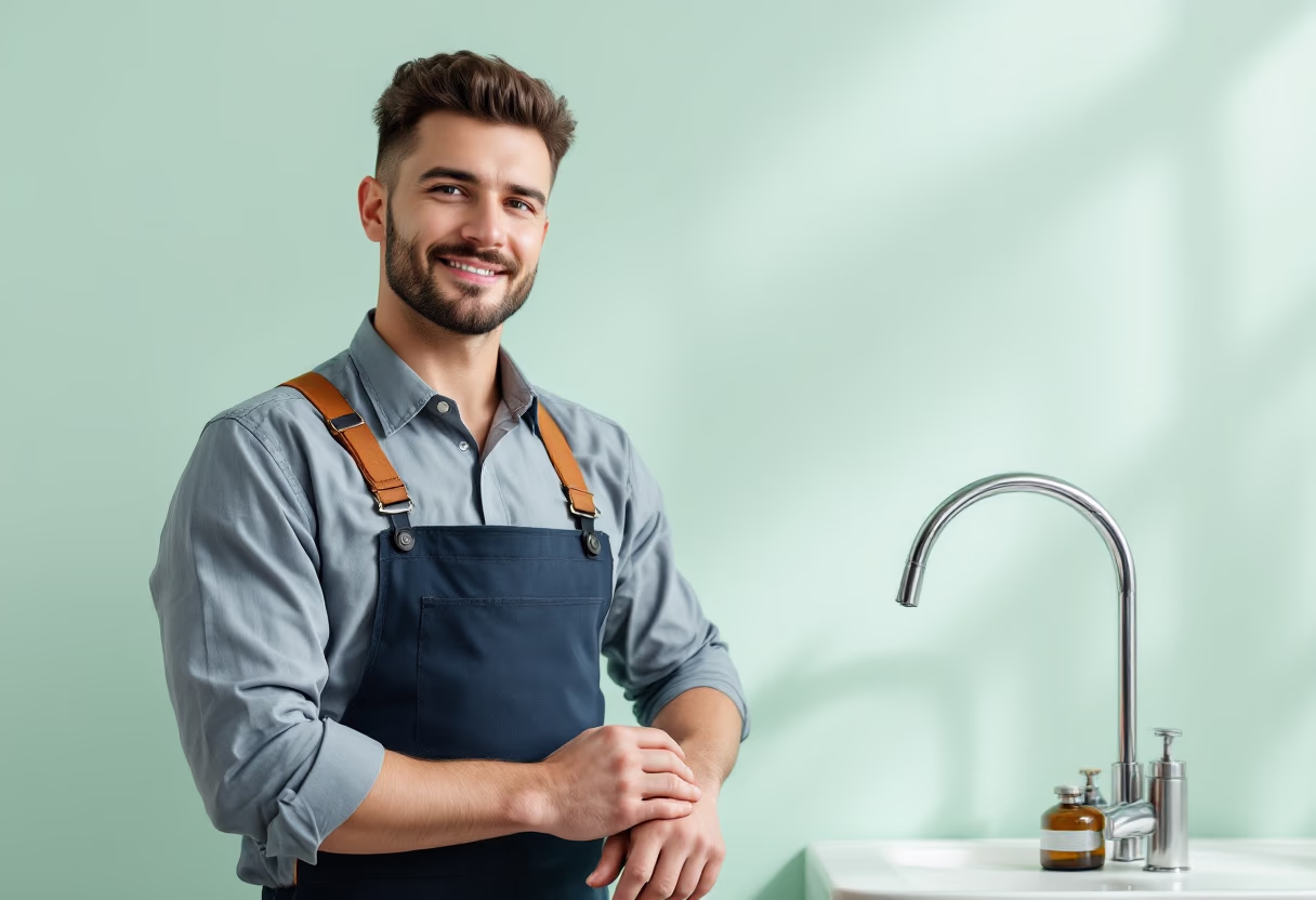 image of plumber fixing a sink