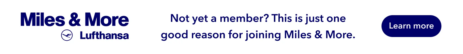 Miles & More Lufthansa logo with text encouraging non-members to join, and a Learn more button.