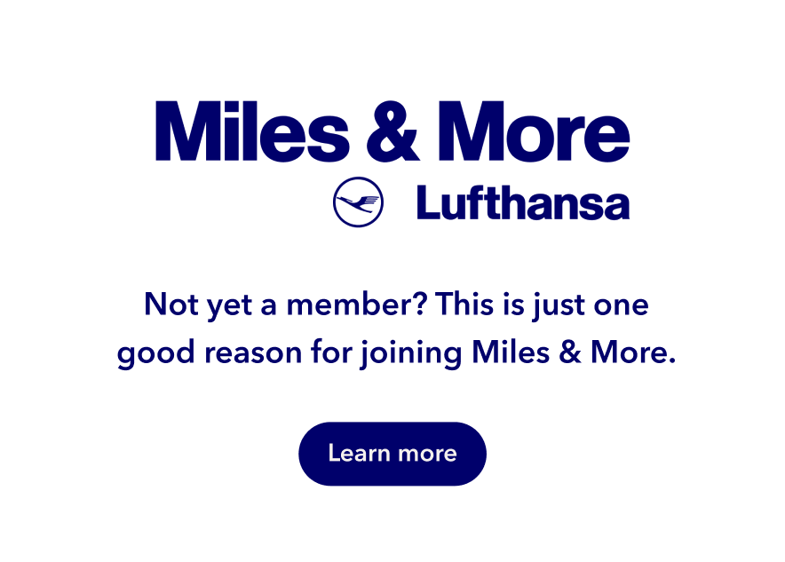 Miles & More Lufthansa logo with text inviting non-members to join and a Learn more button.
