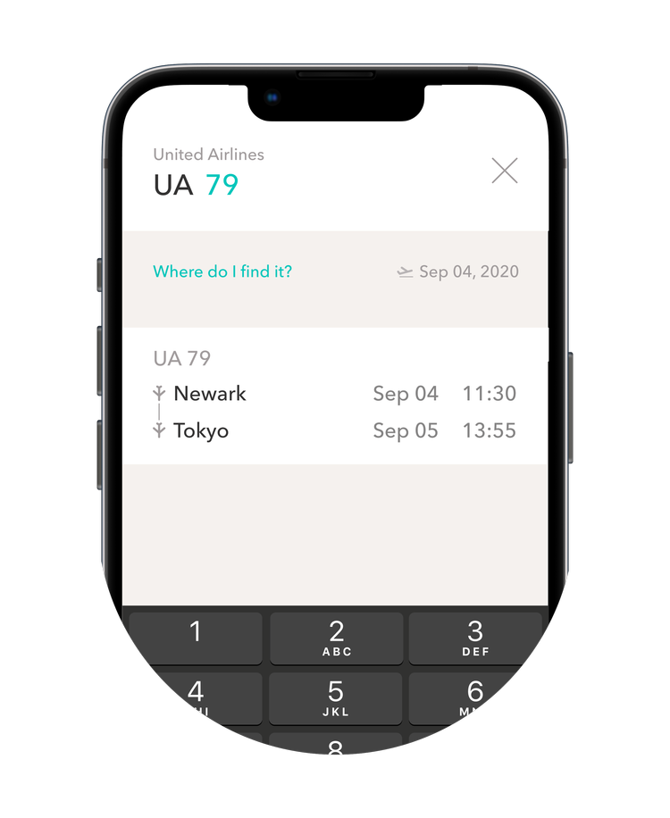 Timeshifter jet lag app: Enter itinerary
