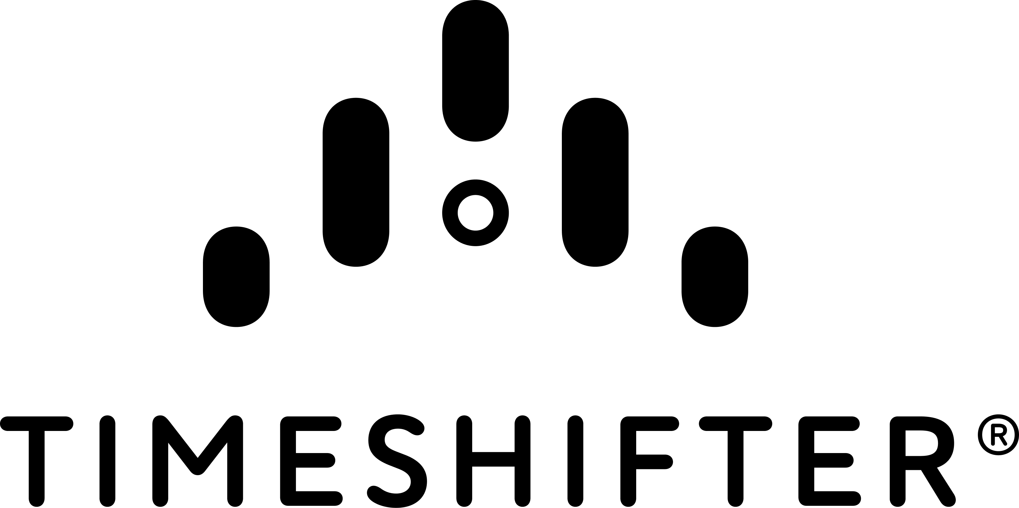 Timeshifter logo — stacked, black