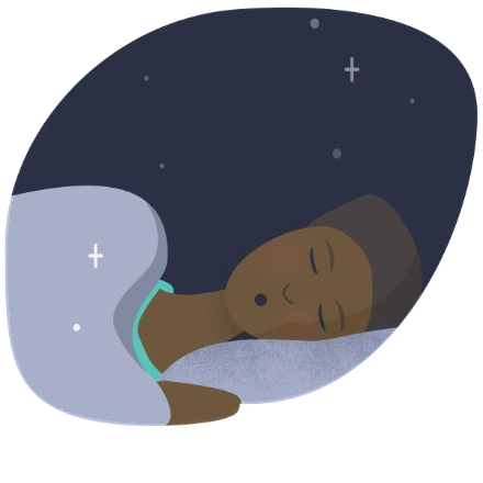 Person sleeping in the dark under a starry night sky