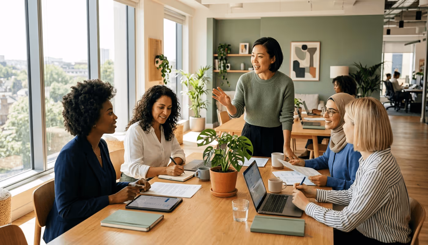 Women collaborating in a modern workspace