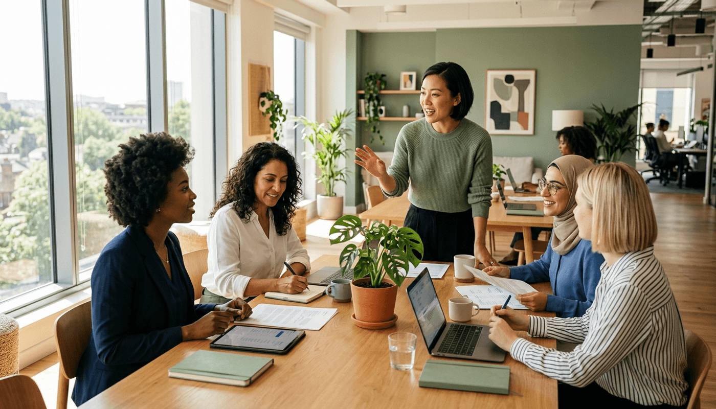 Women collaborating in a modern workspace