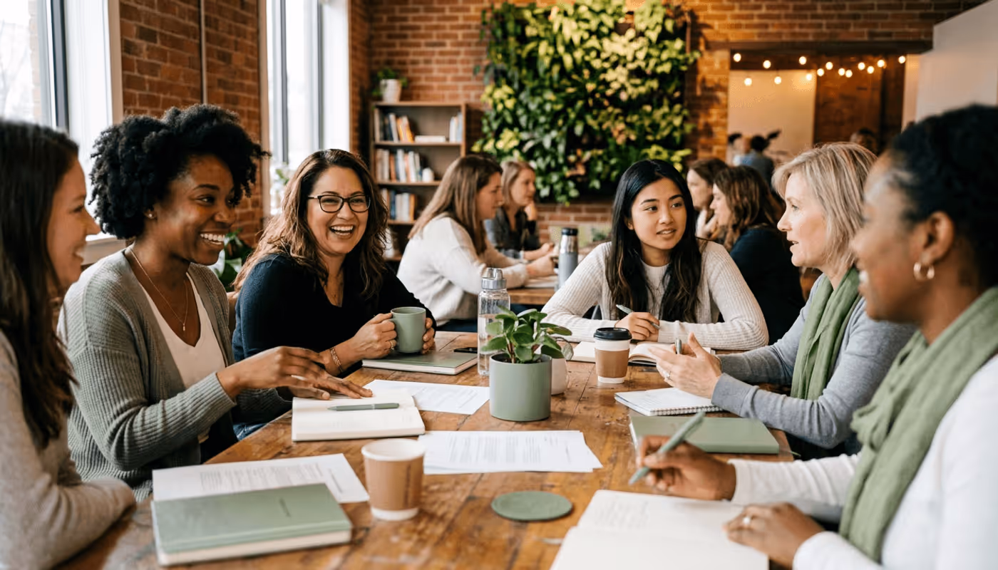 Women at a community roundtable workshop