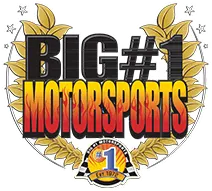 Big #1 Motorsports logo with gold laurel wreath and a small #1 emblem at the bottom.