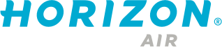 Horizon Air logo with the word 'HORIZON' in blue and 'AIR' in gray.