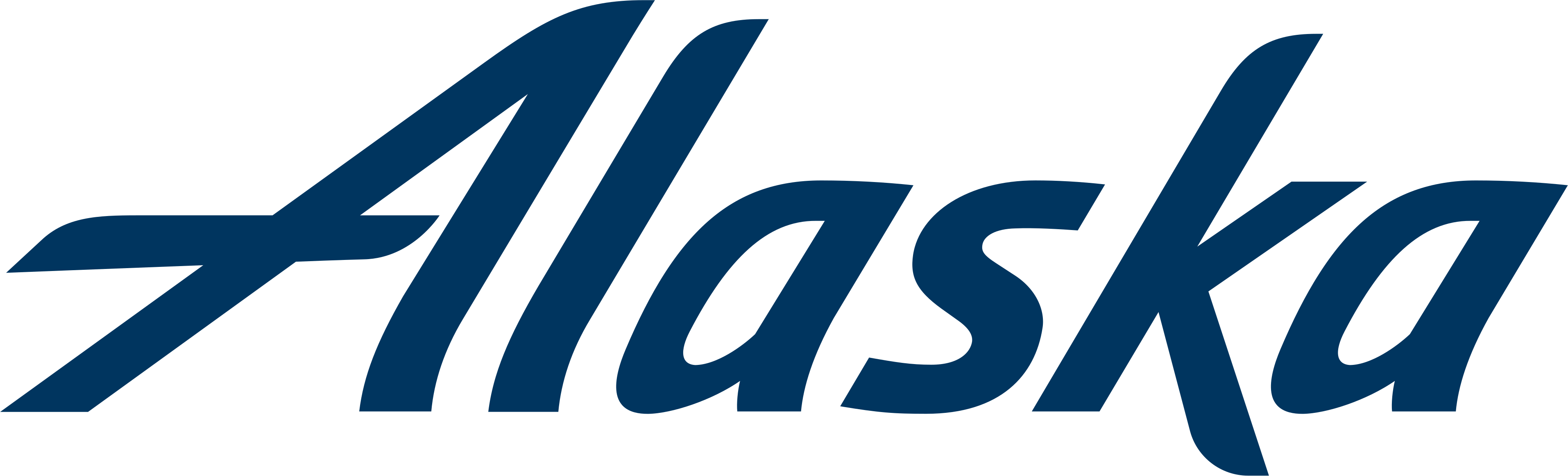 Alaska Airlines logo in dark blue with stylized 'A' and bird wing design.
