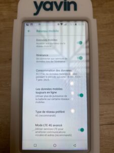 Ecran réseau mobile avec données cellulaires et carte SIM pour TPE