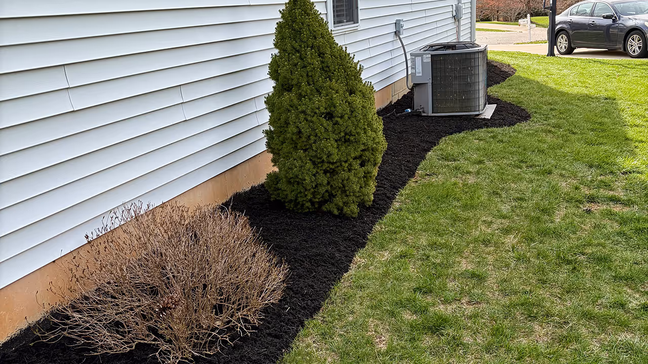Newly installed mulch and clean bed edging near me in Bloomington, Indiana