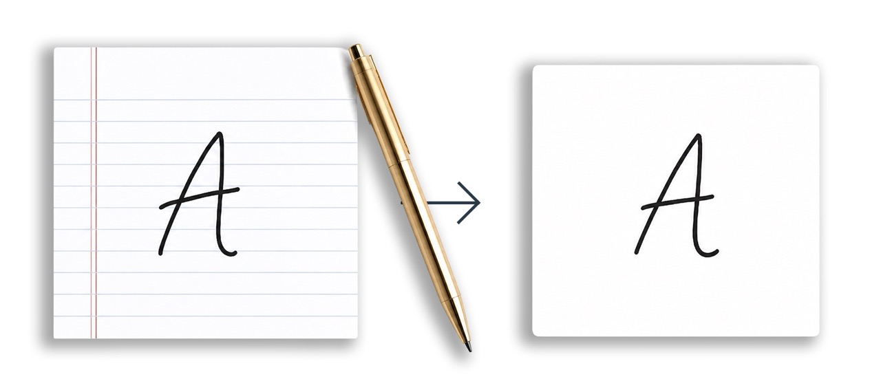 Handwritten letter A converted into a matching digital font
