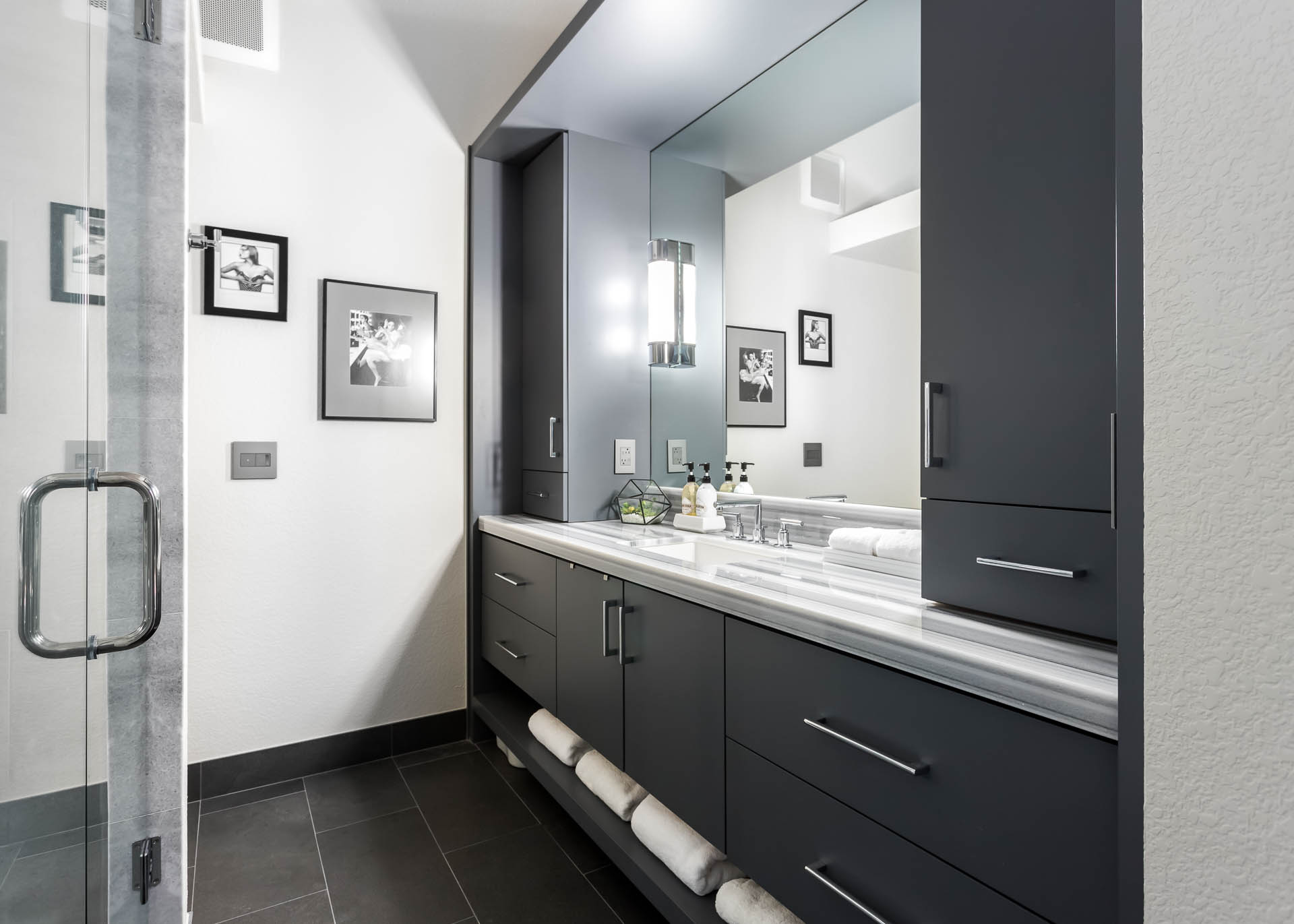 Meadow interior featuring white oak shelving and clean design