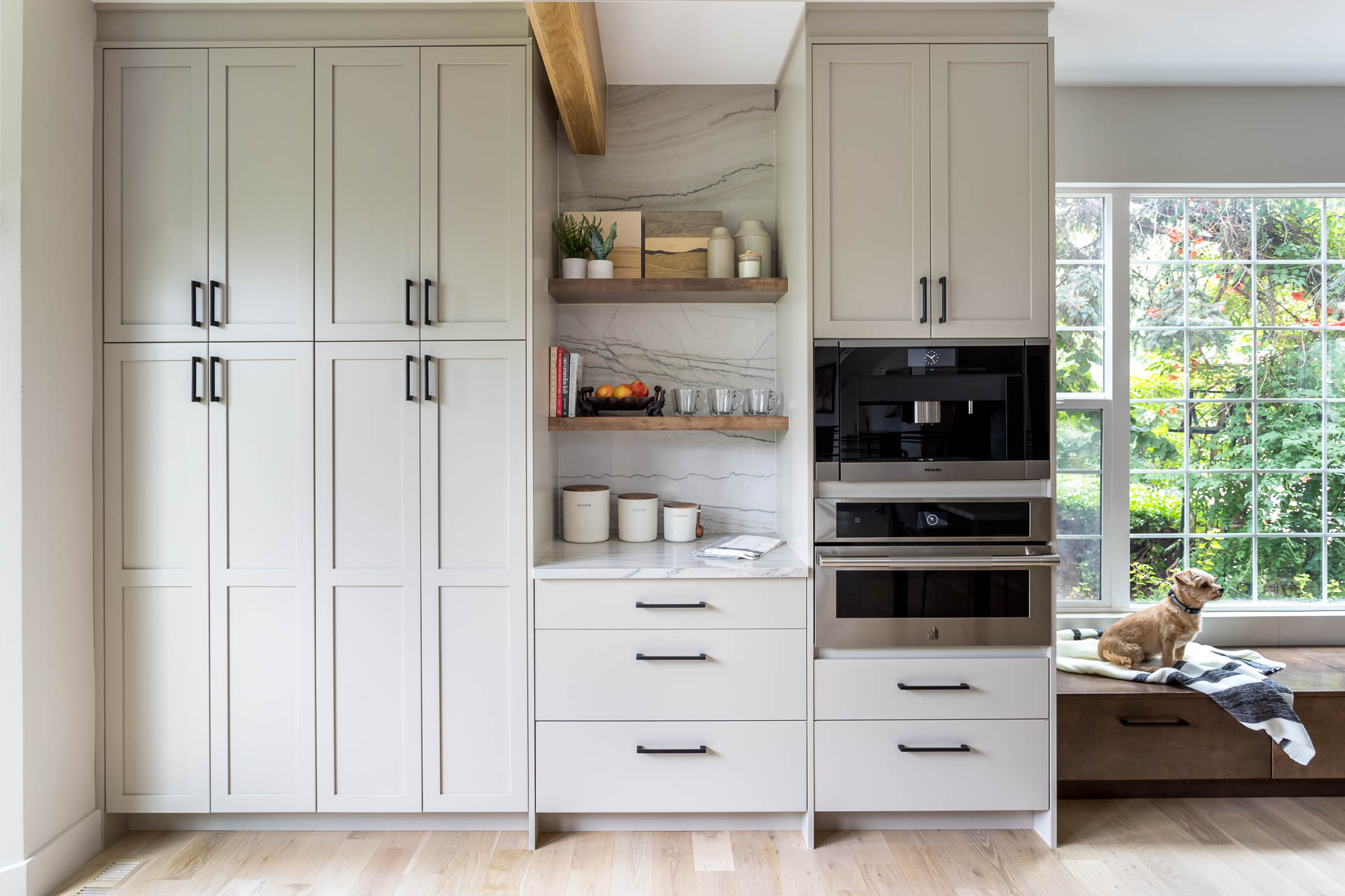 Tennyson interior with two-story vaulted fireplace