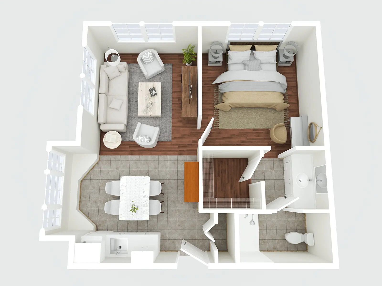 The Bridge at Ooltewah One Bedroom Corner Floor Plan