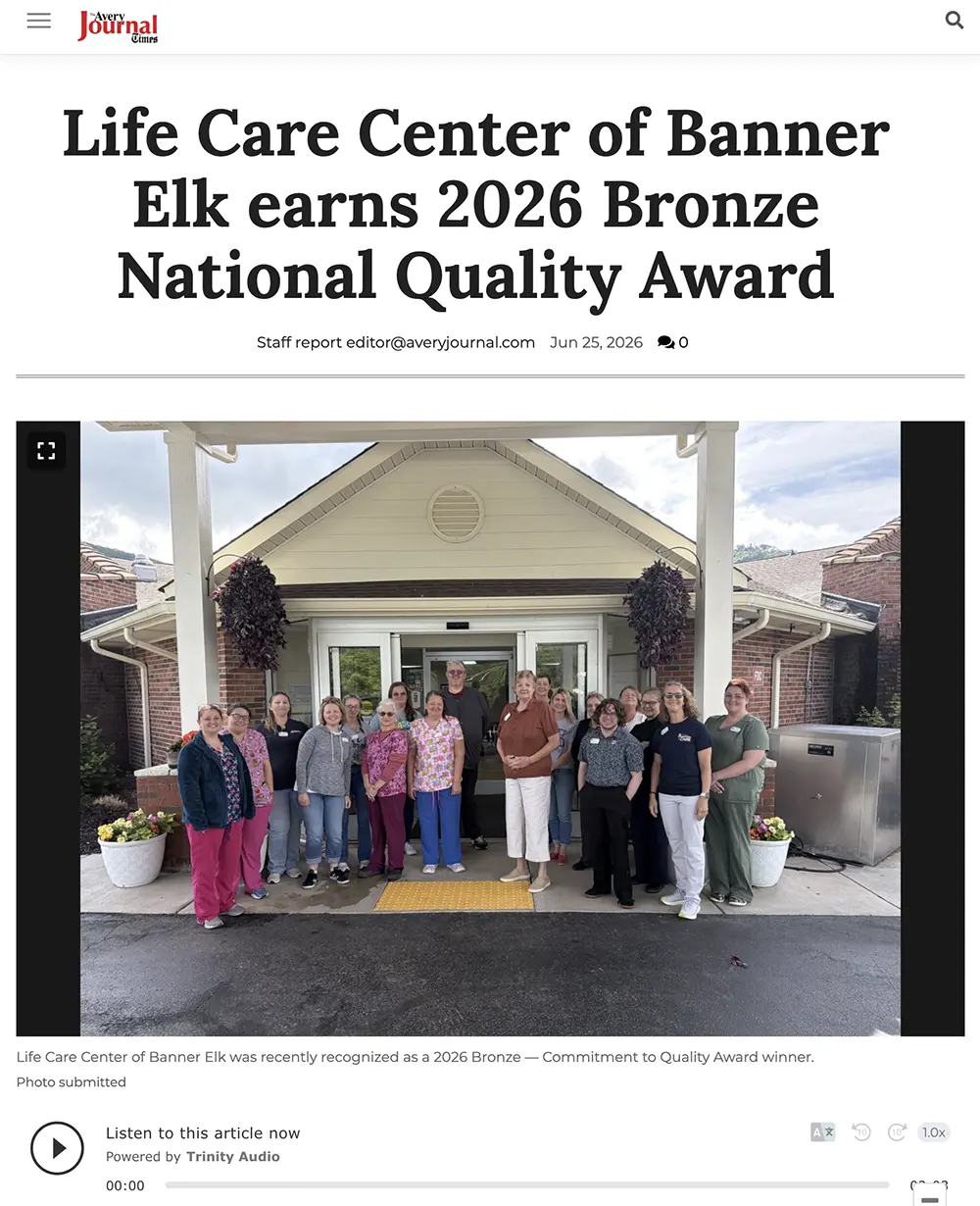 Life Care Center of Banner Elk featured in the local newspaper