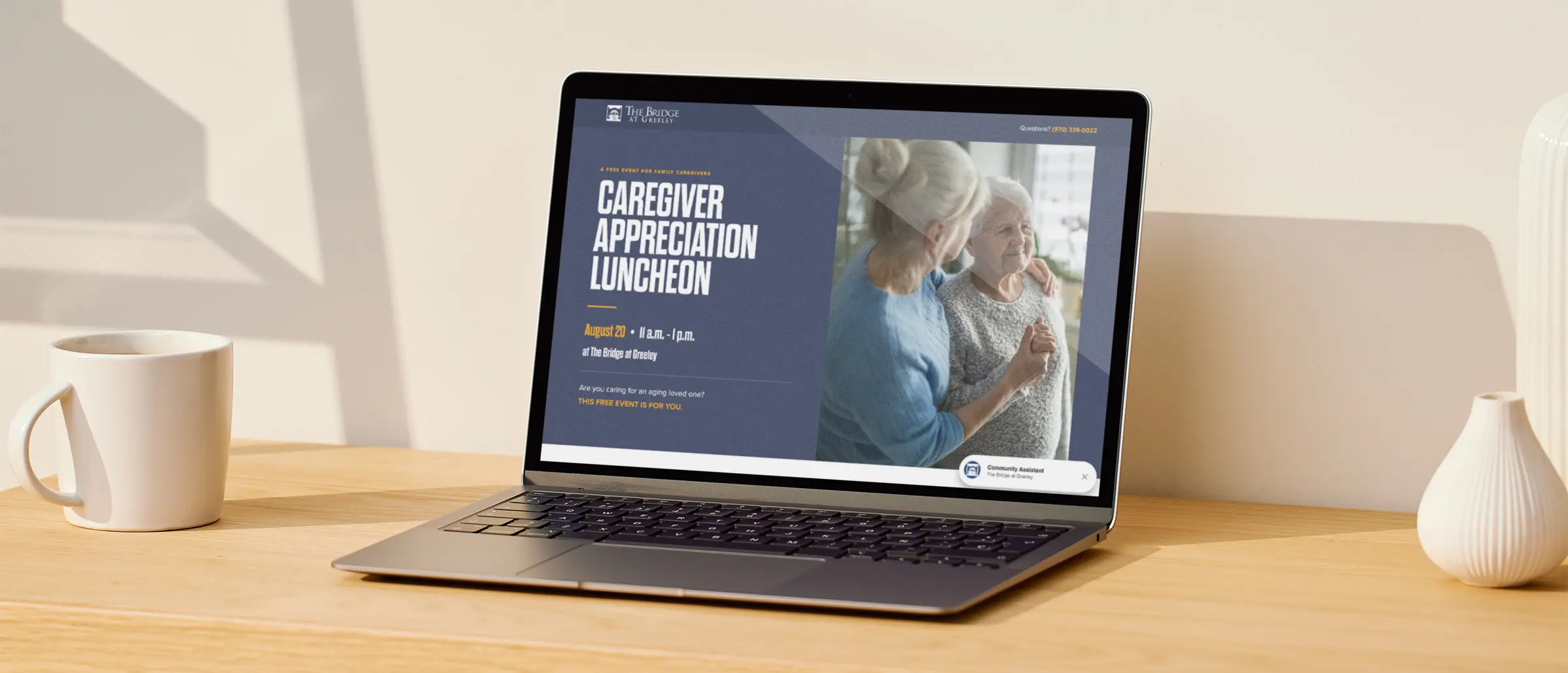 Placeholder: campaign landing page shown on a laptop and phone