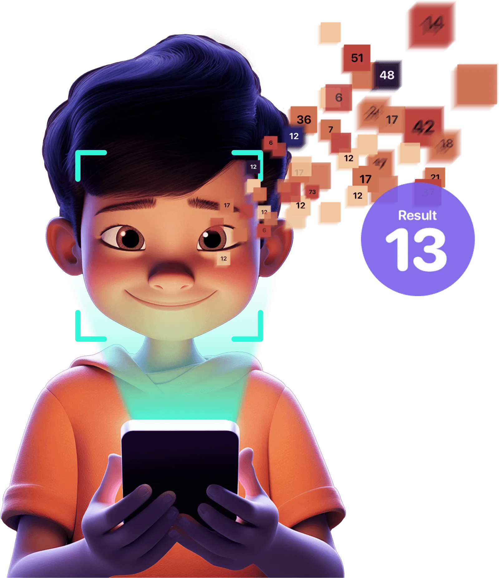 CGI rendering of a young girl looking at her phone