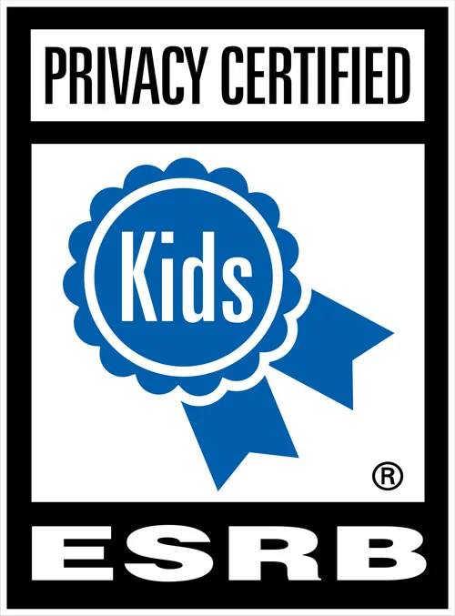 ESRB Kids privacy certified seal featuring a blue ribbon and text.