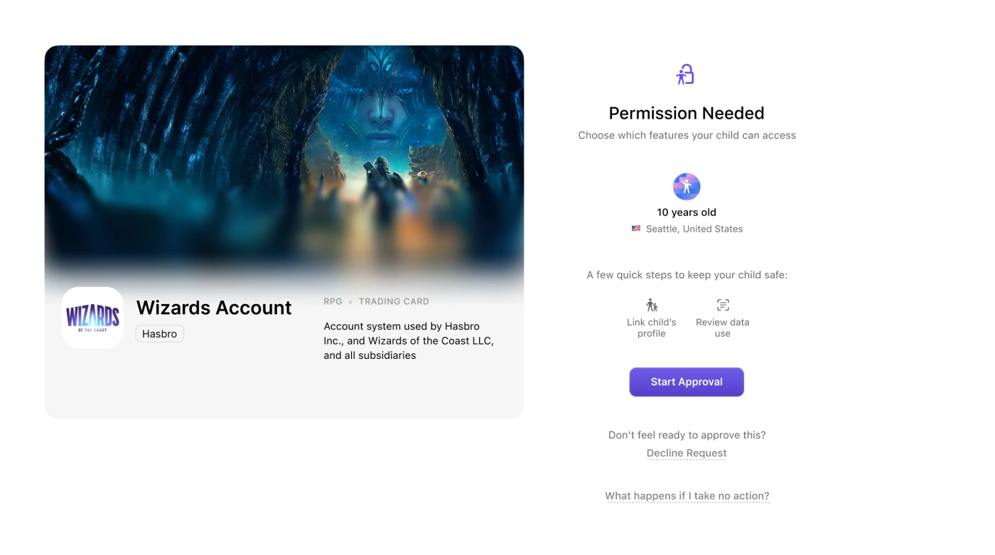 Wizards Account: permission needed, start approval
