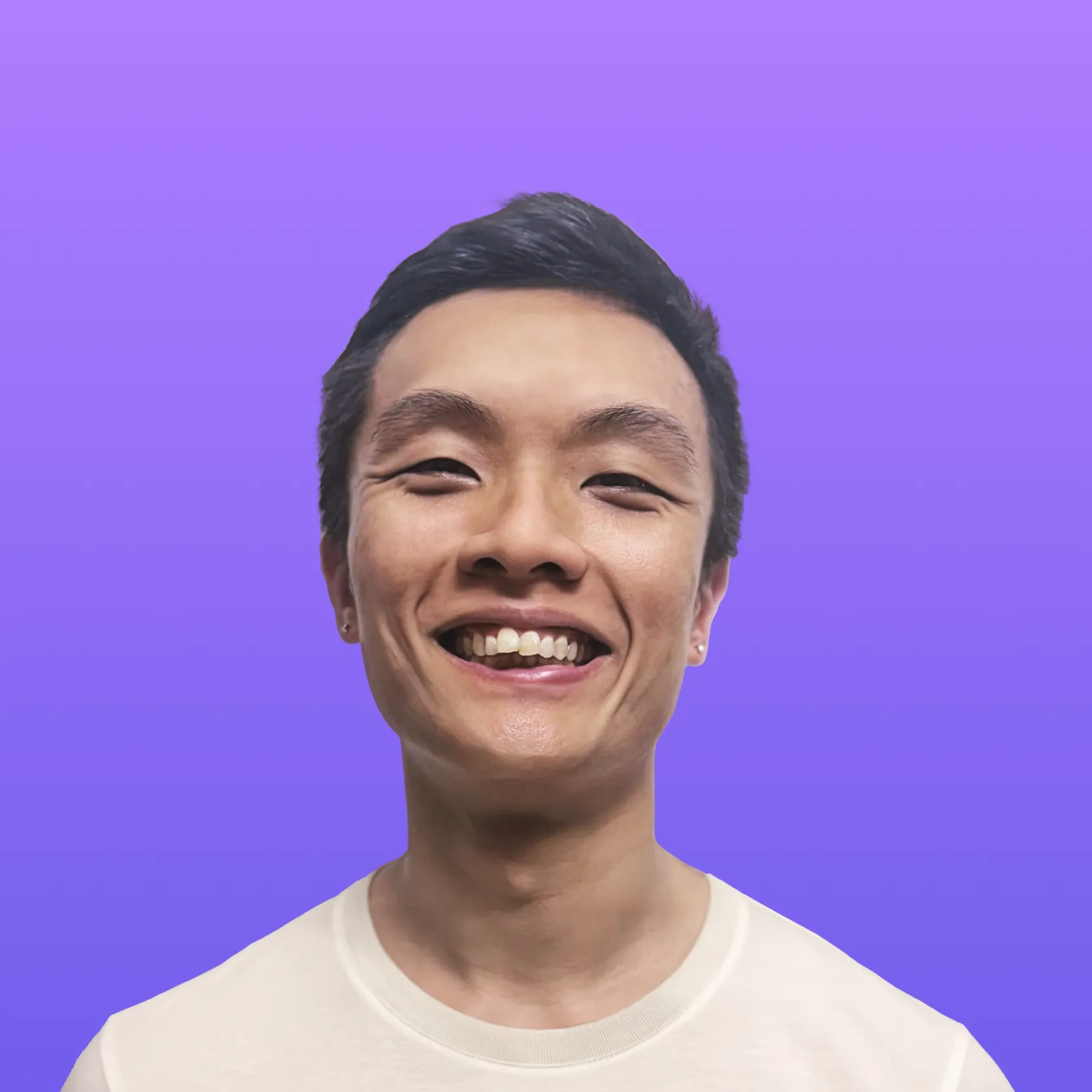 User headshot against purple background