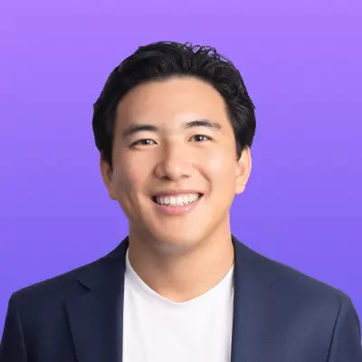 User headshot against purple background