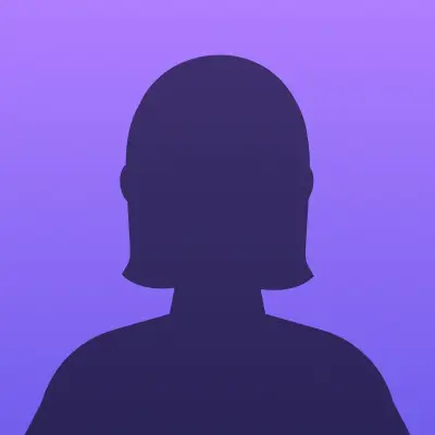 User headshot against purple background